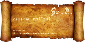 Zsolnay Máté névjegykártya