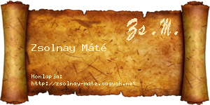 Zsolnay Máté névjegykártya